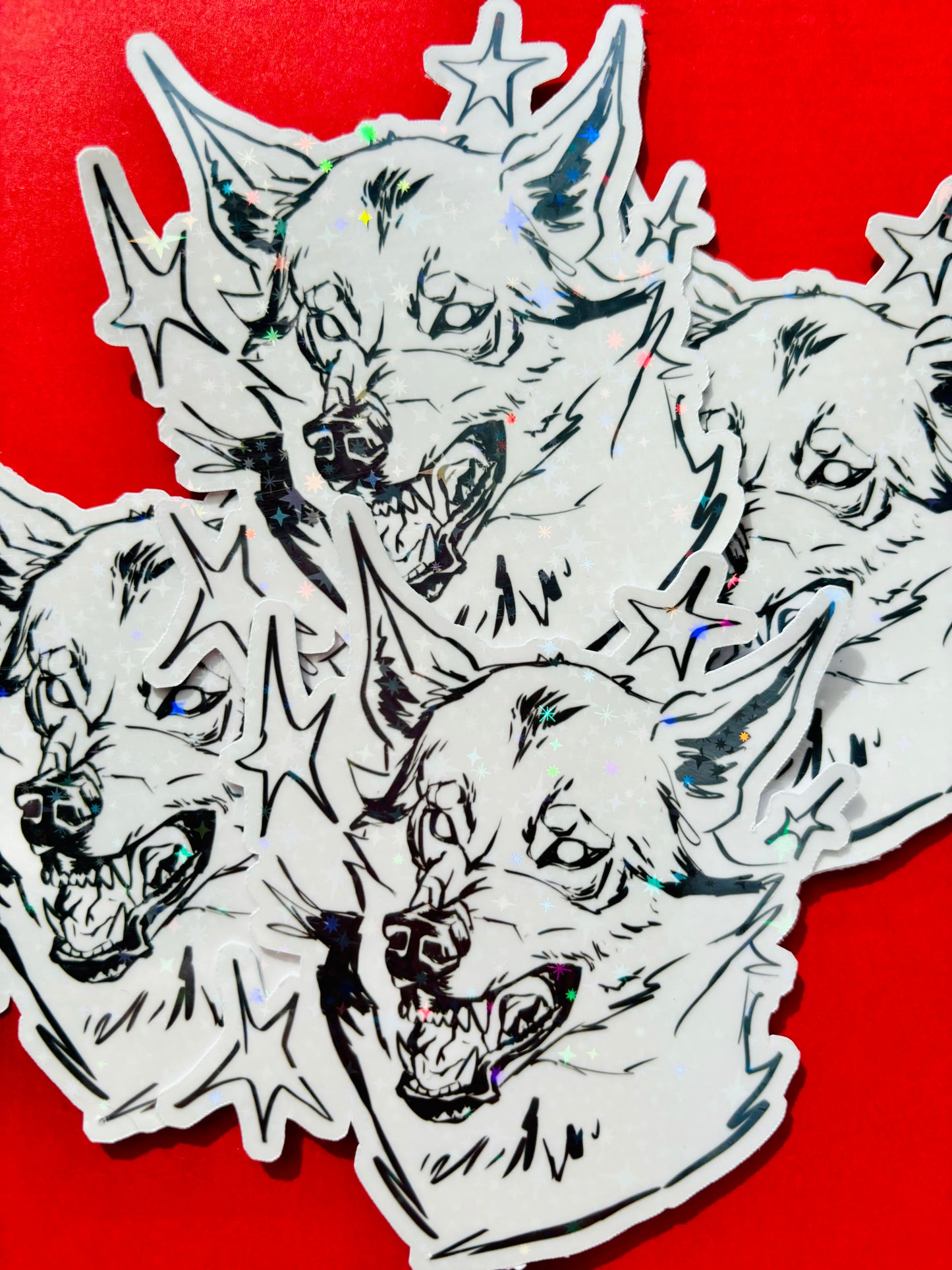 Holographic Snarling Wolf Vinyl Sticker
