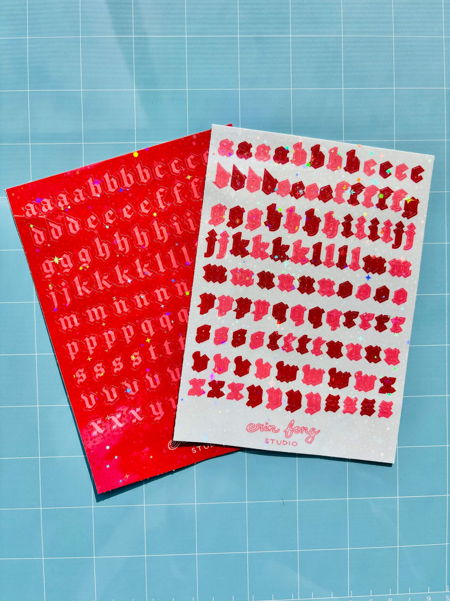 Holographic Blackletter Sticker Sheets
