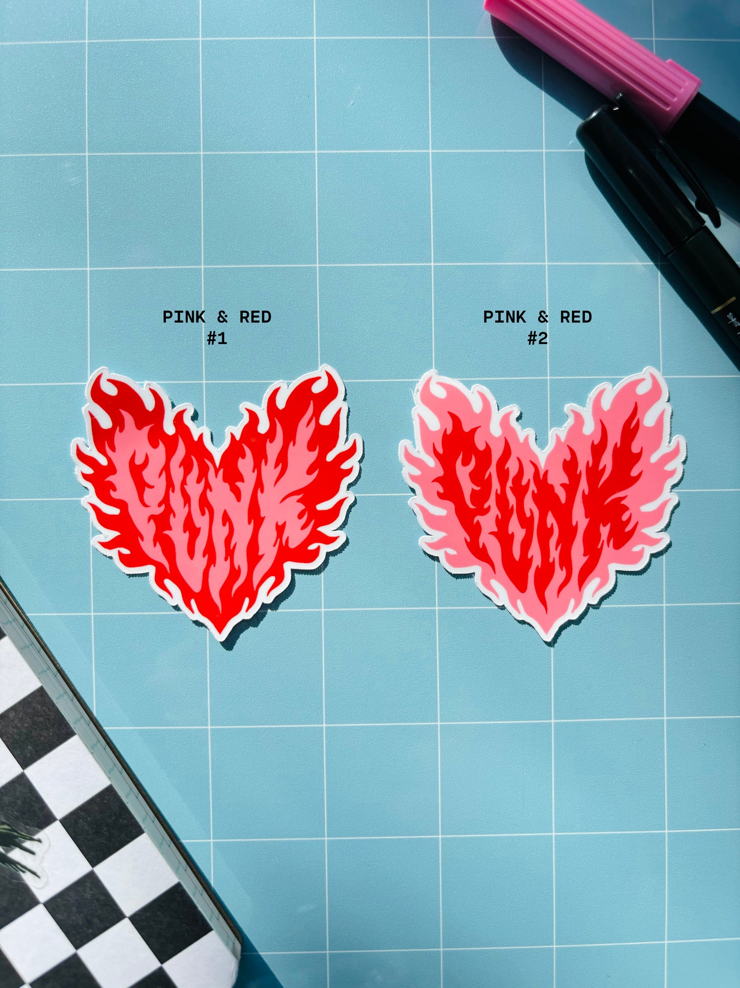 Flaming Punk Heart Multicolor Vinyl Sticker