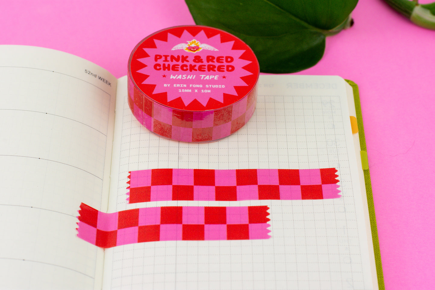 B-GRADE Pink & Red Checkered Washi Tape