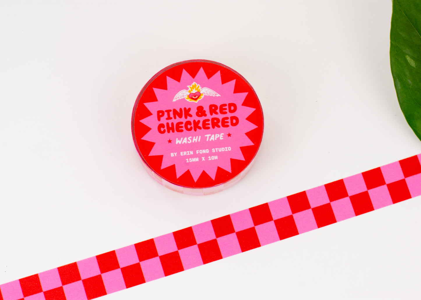 B-GRADE Pink & Red Checkered Washi Tape