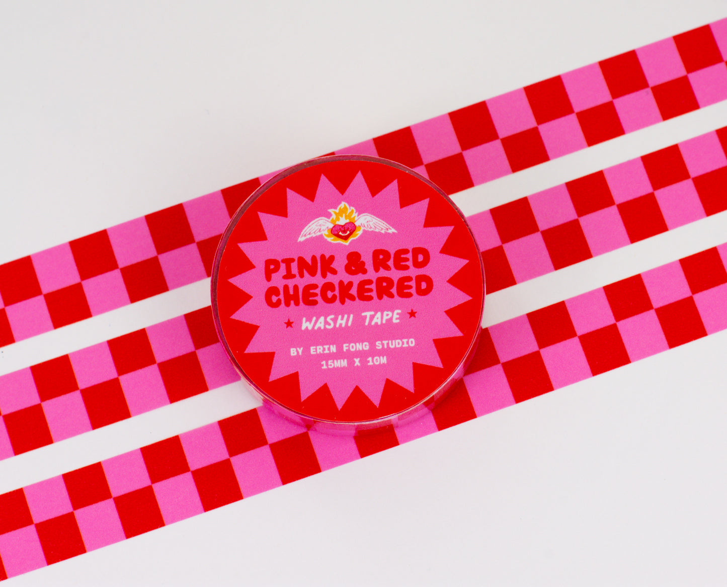 B-GRADE Pink & Red Checkered Washi Tape