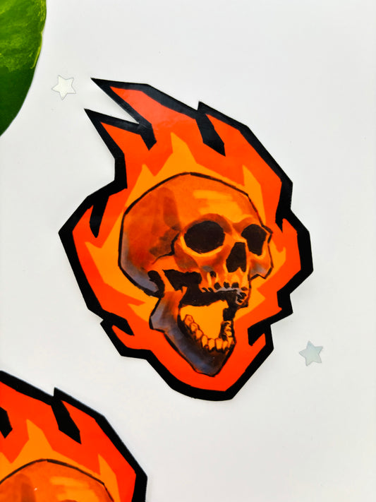 Flaming Skull Sticker