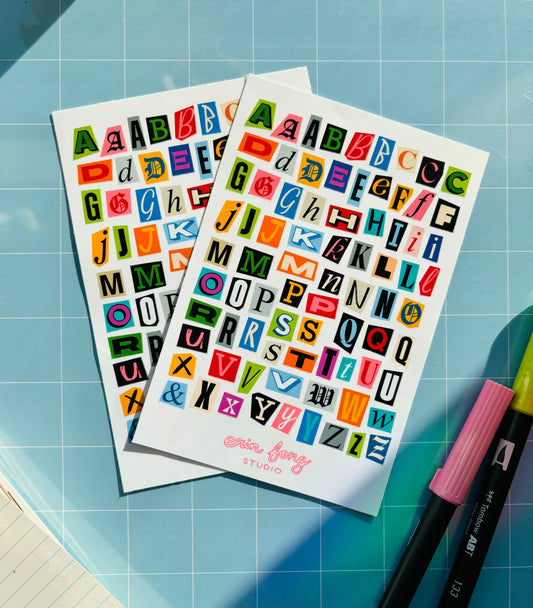 Ransom Note Letters Deco Sticker Sheet