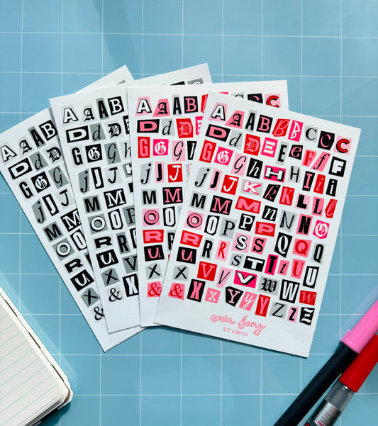 Ransom Note Letters Multicolor Deco Sticker Sheets