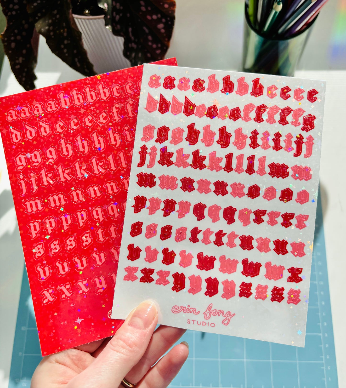 Holographic Blackletter Sticker Sheets