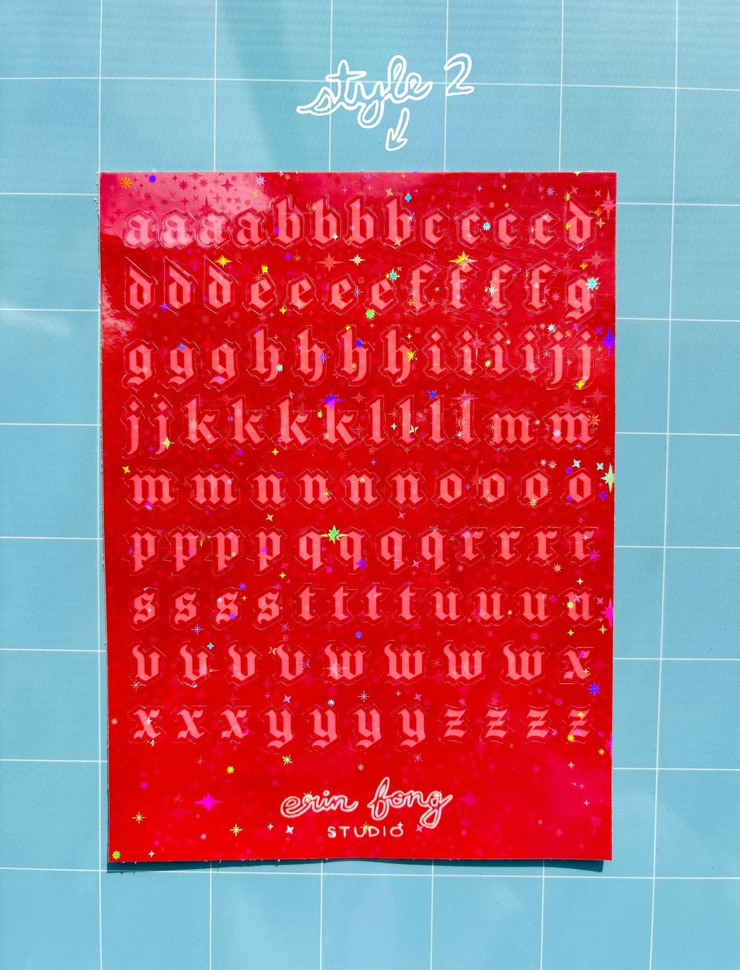 Holographic Blackletter Sticker Sheets