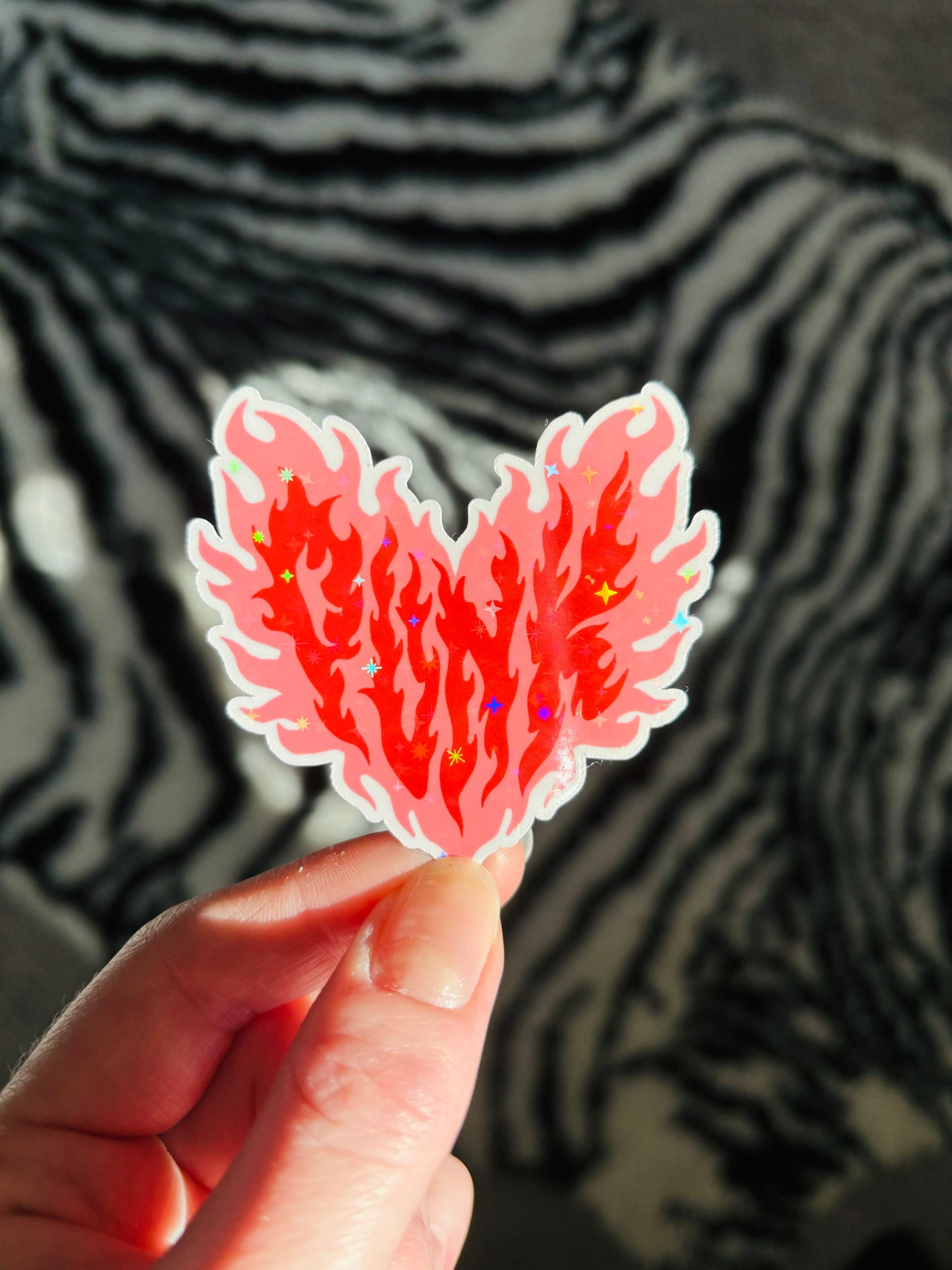 Flaming Punk Heart Multicolor Vinyl Sticker