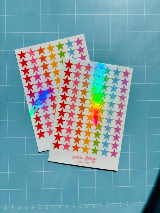 Holographic Rainbow Star Sticker Sheets