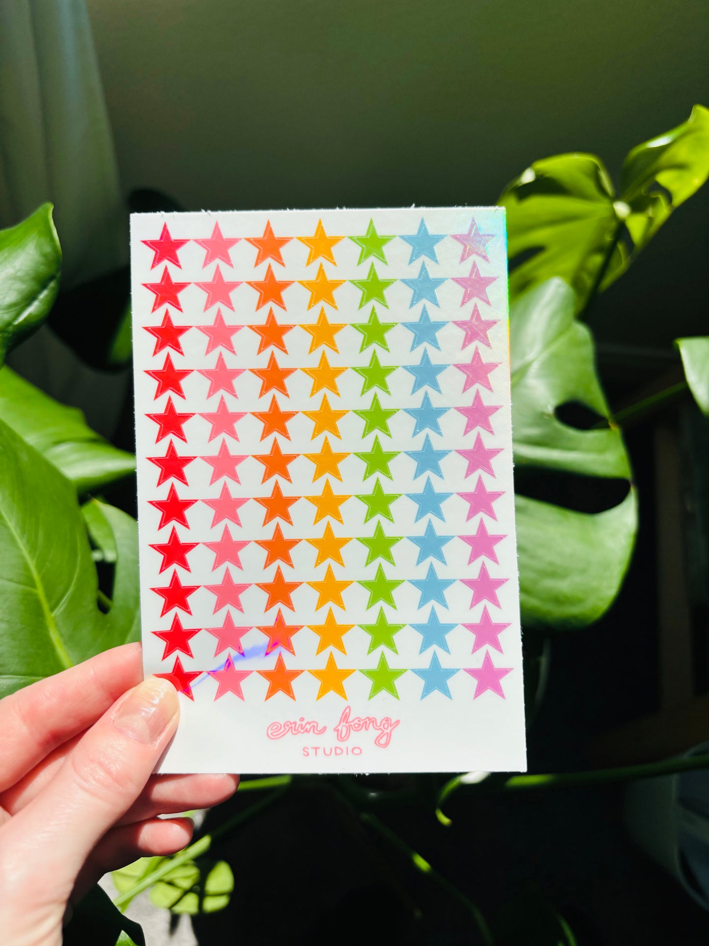 Holographic Rainbow Star Sticker Sheets