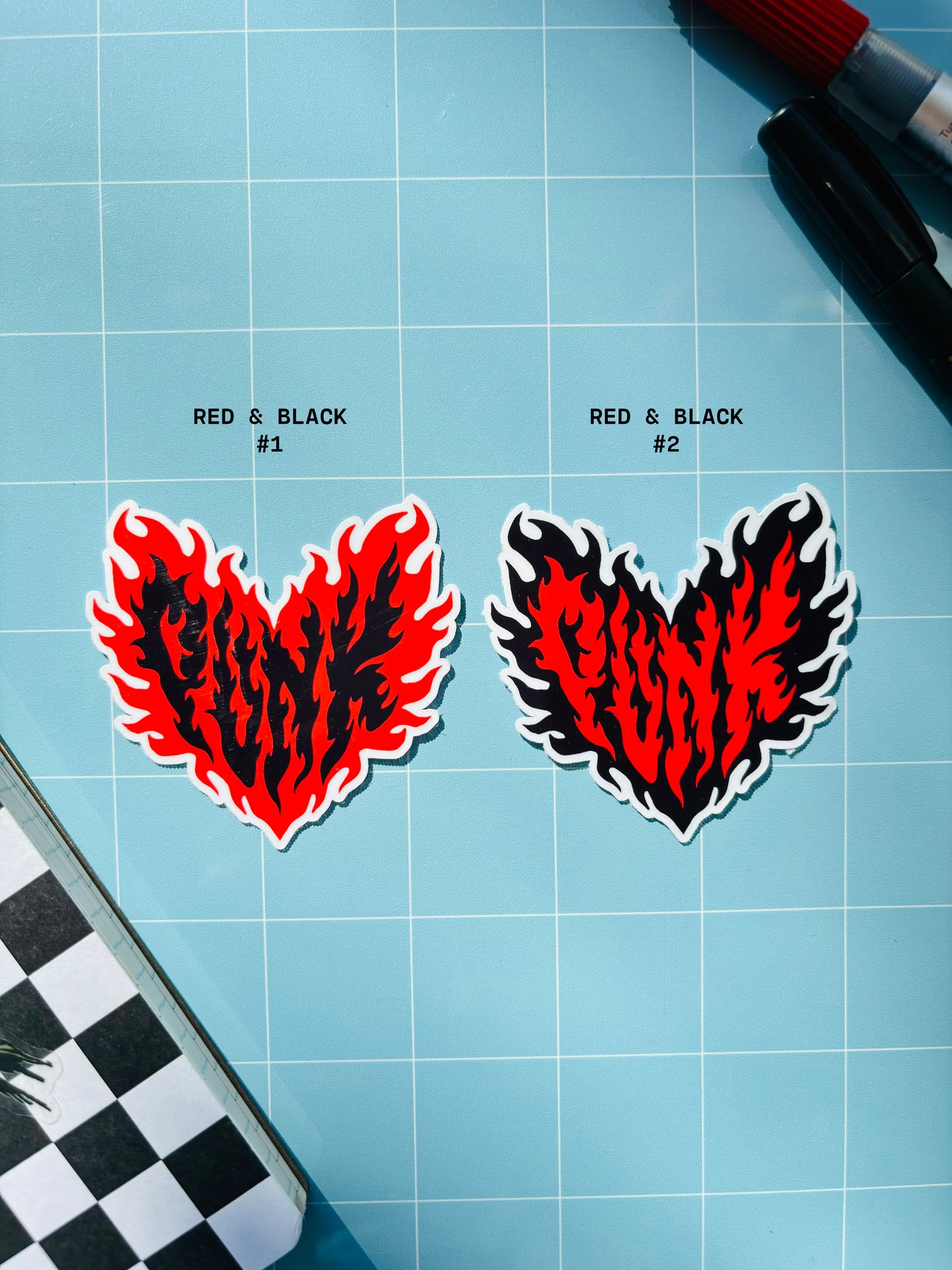 Flaming Punk Heart Multicolor Vinyl Sticker